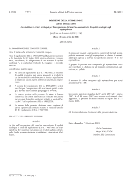 La Decisione della Commissione europea dell` 11 febbraio 2003