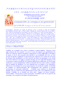 III DOMENICA DI AVVENTO - ANNO B **152° il Foglio Parrocchiale