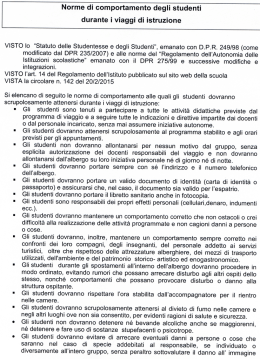 Norme di comportamento degli studenti durante i viaggi di istruzione