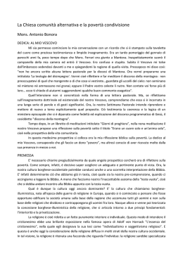 La Chiesa comunit&agrave; alternativa e la povert&agrave; condivisione