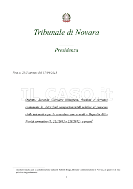 Circolare Tribunale di Novara sul pct
