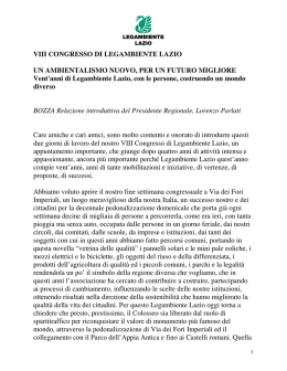 VIII CONGRESSO DI LEGAMBIENTE LAZIO UN AMBIENTALISMO