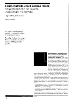 Uautocontrollo con il sistema Haccp nella produzione del