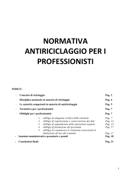 NORMATIVA ANTIRICICLAGGIO PER I PROFESSIONISTI