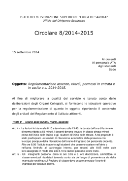 Circolare 8/2014-2015 - "Luigi di Savoia"