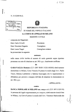 sentenza Garavaglia-BPM