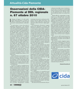 Osservazioni della CIDA- Piemonte al DDL regionale n. 67