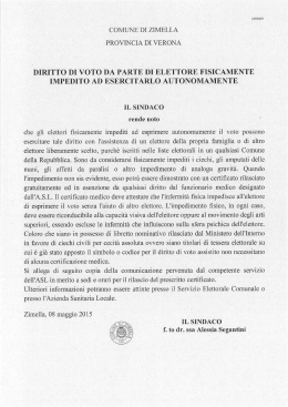 diritto di voto da parte di elettore fisicamente impedito ad esercitarlo