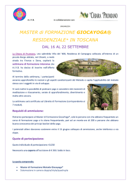 MASTER di FORMAZIONE GIOCAYOGA® RESIDENZIALE* IN