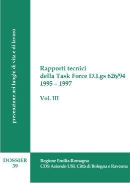 task regionale 626: rapporti tecnici dossier 39/3