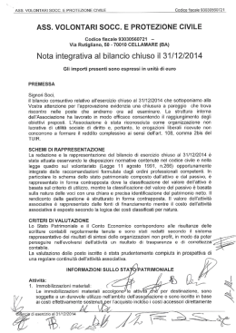 Bilancio 2014 - Volontari Cellamare
