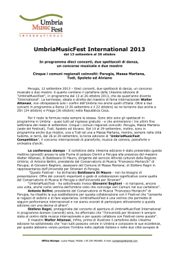 Comunicato stampa del UmbriaMusicFest International 2013