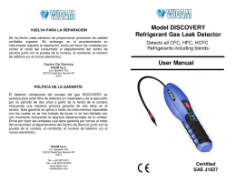 Model DISCOVERY Refrigerant Gas Leak Detector User Manual