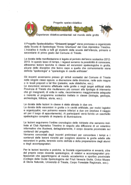 Progetto speleo-didattico Il Progetto Speieodidatt&igrave;co &ldquo;Orizzonti ipogei&rdquo;