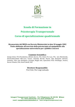 Ordinamento didattico - Integral Transpersonal Institute