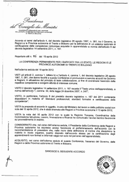 Accordo del 19/04/2012 - Ministero del Lavoro e delle Politiche Sociali
