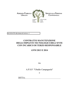 CONTRATTO MANUTENZIONE DEGLI IMPIANTI TECNOLOGICI
