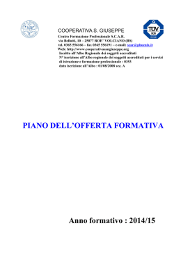 PIANO DELL`OFFERTA FORMATIVA Anno formativo : 2014/15