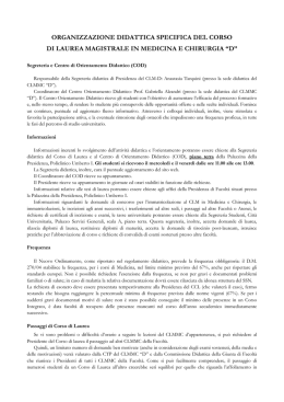 ORGANIZZAZIONE DIDATTICA SPECIFICA DEL CORSO DI