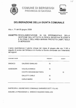 DGC n.71 del 5 Giugno 2009 - Area Marina Protetta Isola di Bergeggi