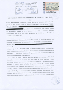 Convenzione per lo svolgimento delle attività di tirocinio
