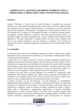 criminalit&agrave;, giustizia ed ordine pubblico nella torino della
