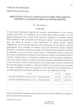 Diritto di voto per elettore fisicamente impedito ad esercitarlo