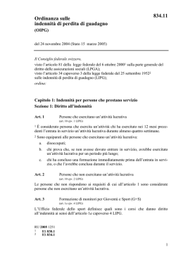 Ordinanza sulle indennit&agrave; di perdita di guadagno 834.11