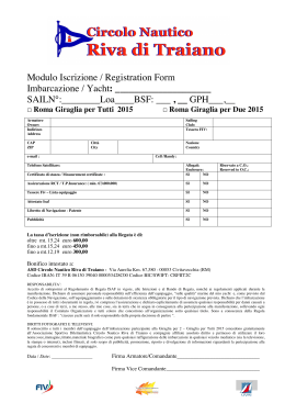 Modulo Iscrizione / Registration Form Imbarcazione / Yacht