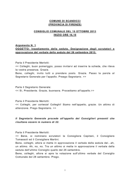Sbobinatura seduta del Consiglio Comunale 15 ottobre 2013