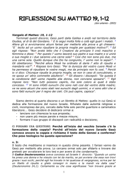 MATTEO 19, 1-12: RIFLESSIONI&hellip;