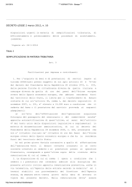 DECRETO-LEGGE 2 marzo 2012, n. 16 Disposizioni