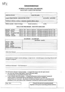 Scheda sanitaria per minori - Parrocchia di S. Raffaele Arcangelo