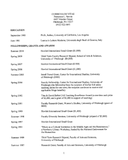 curriculum vitae - French & Italian Languages and Literatures