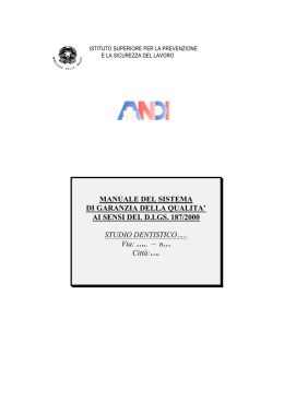 MANUALE DEL SISTEMA DI GARANZIA DELLA QUALITA` AI SENSI