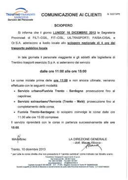 TRENTINOTRASPORTI COMUNICAZIONE AI CLIENTI N512013/PE
