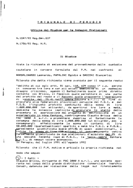 Mandato di custodia cautelare originale GIP del