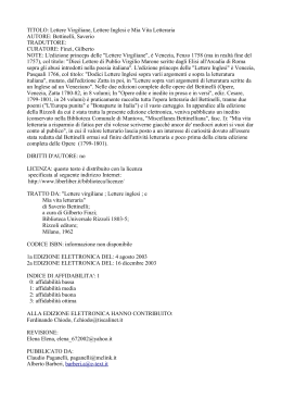 LETTERE VIRGILIANE, LETTERE INGLESI E MIA