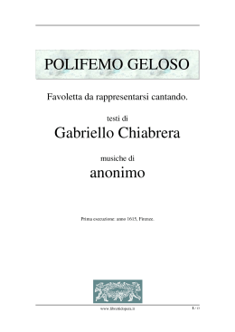 Polifemo geloso - Libretti d`opera italiani