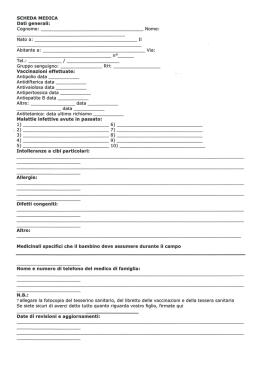 SCHEDA MEDICA Vacanze di Branco 2015