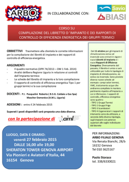 Libretti di impianto - Genova 27 / 02 / 2015 - Arbo