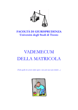 vademecum della matricola - Facolt&agrave; di Giurisprudenza