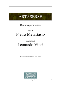 ARTASERSE Pietro Metastasio Leonardo Vinci