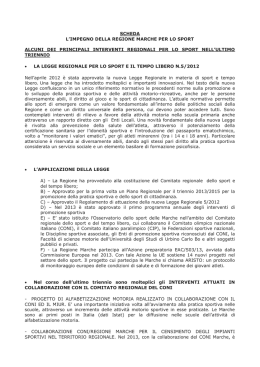 scheda l`impegno della regione marche per lo sport