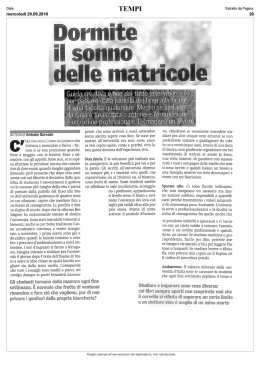 Dormite il sonno delle matricole