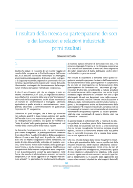 I risultati della ricerca su partecipazione dei soci e dei lavoratori e