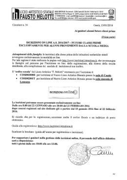 circolare n. 34 iscrizione alla classe prima