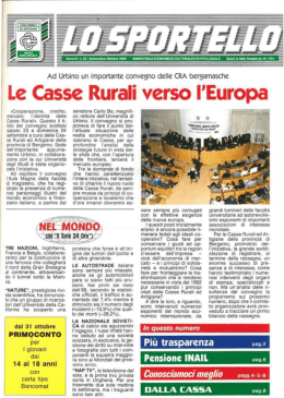 Le Casse Rurali verso l`Europa