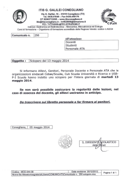 Sciopero del 13 maggio 2014 - itis galileo galilei conegliano