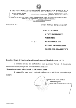 Orario ricevimento Settore Professionale a.s. 2014/15